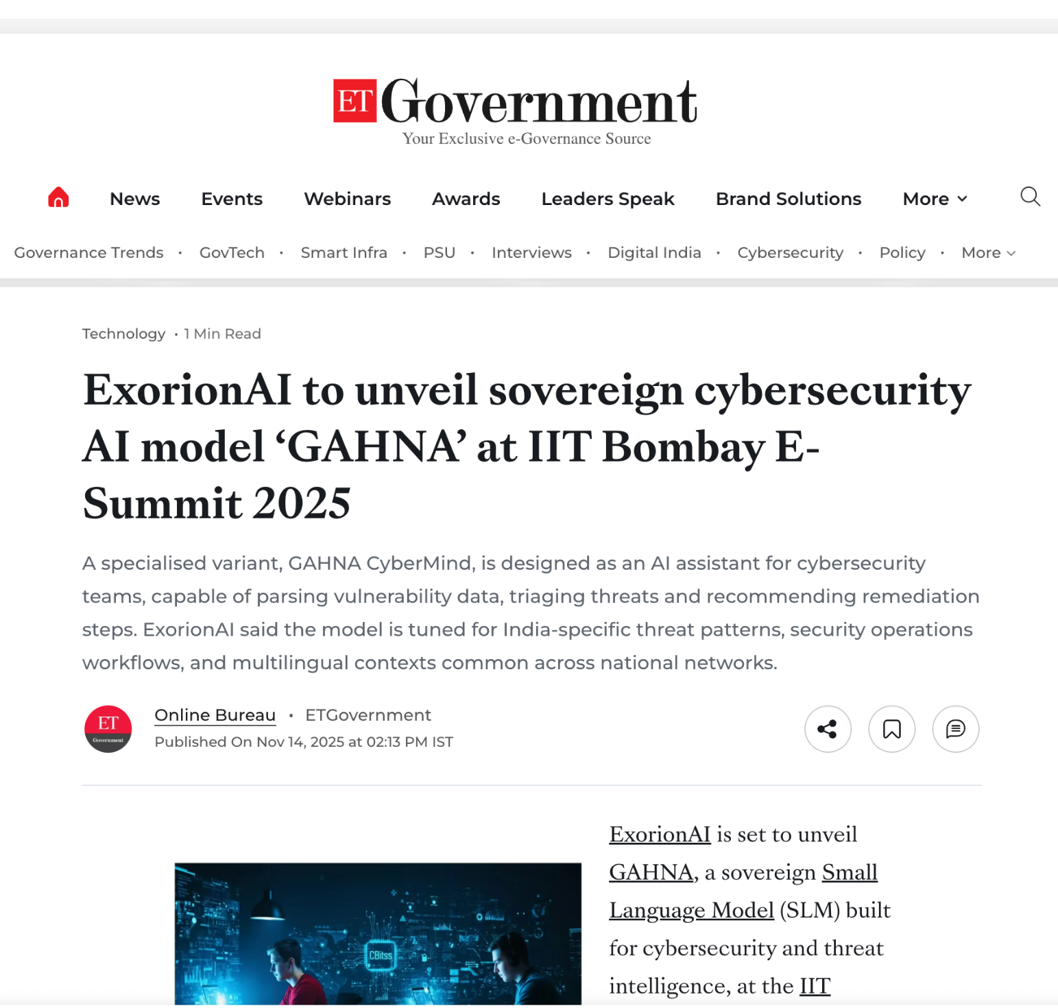 ET Government: India's Sovereign AI Model by Dr. Utpal Chakraborty